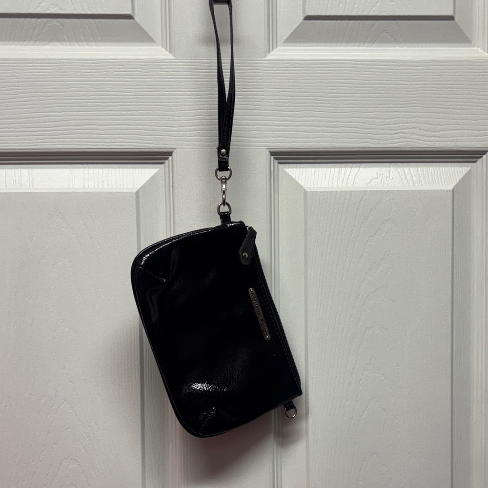 Kathy Van Zeeland Textured Black Patten Wristlet